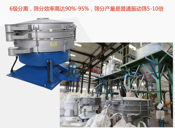 搖擺篩采用6級(jí)分離，篩分效率高達(dá)90%-95%，篩分產(chǎn)量是普通振動(dòng)篩5-10倍