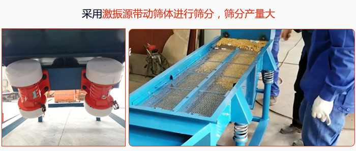 采用激振源帶動(dòng)篩體進(jìn)行篩分，篩分產(chǎn)量大。