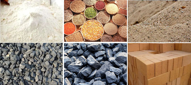 風(fēng)冷式直線振動篩可篩分物料有：耐火材料，糧食，沙土，石子等。