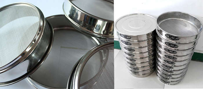 標準土壤篩，篩框與篩網(wǎng)展示圖。